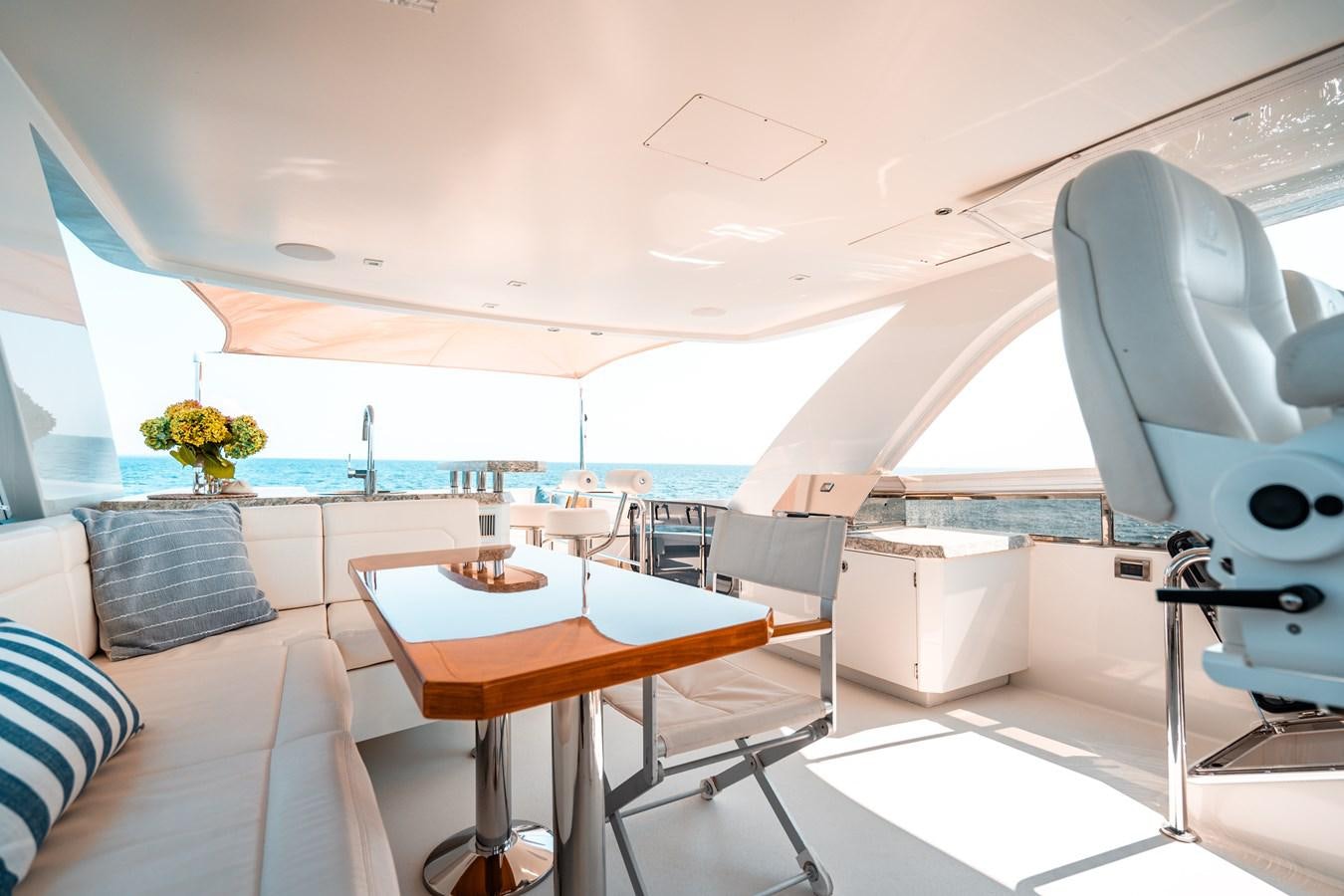 a room with a table and chairs aboard THE THREE B'S Yacht for Sale