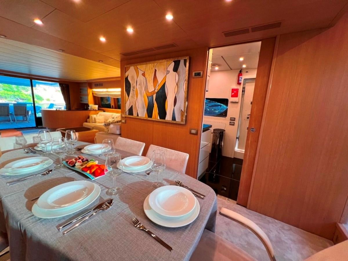 a table with plates and silverware aboard MAIORA 26 Yacht for Sale