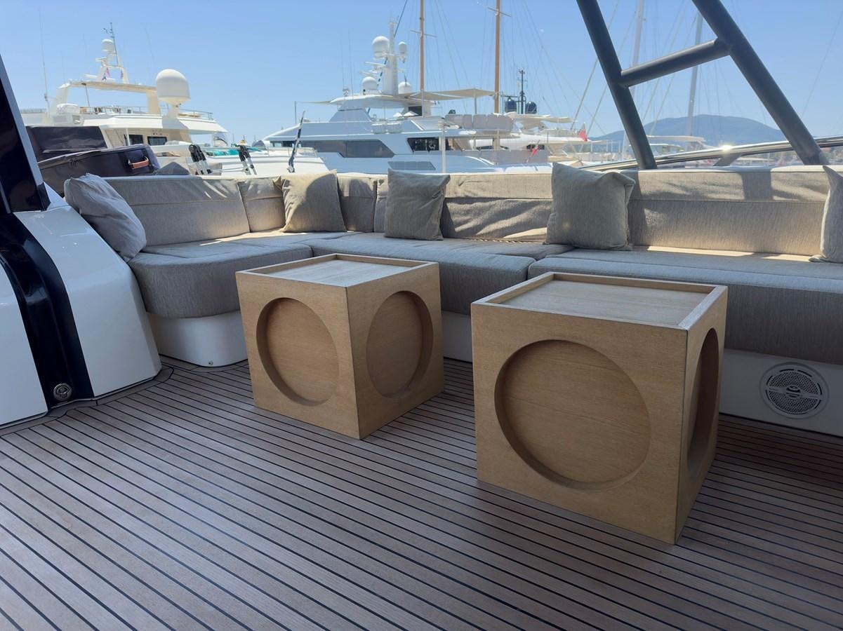 a group of boxes on a deck aboard TYCHE Yacht for Sale