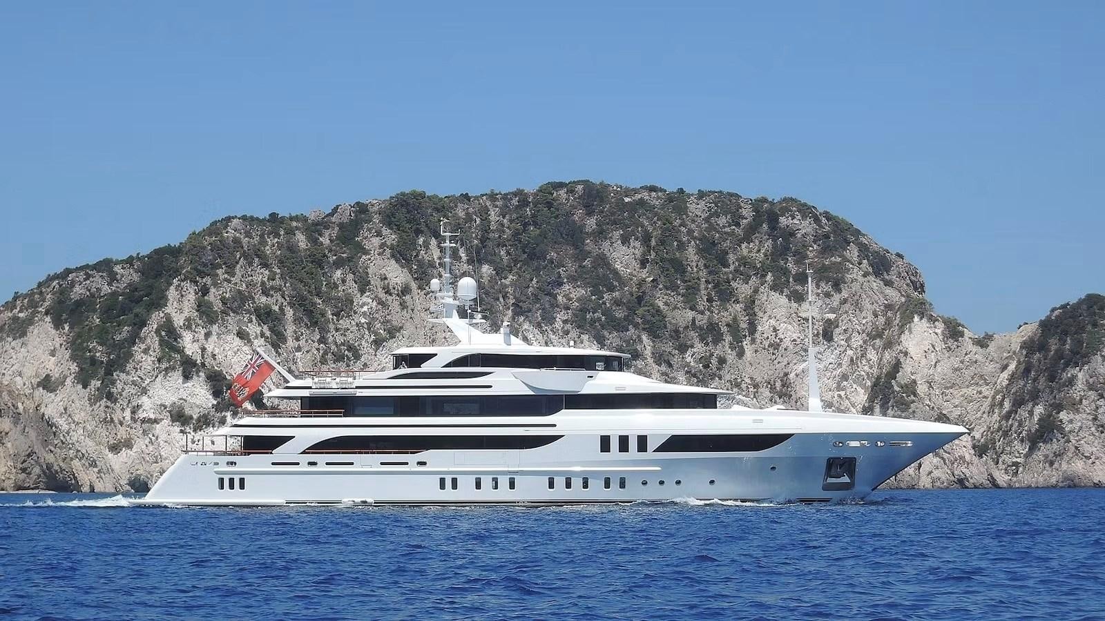 a white yacht in the water aboard AELIA Yacht for Sale