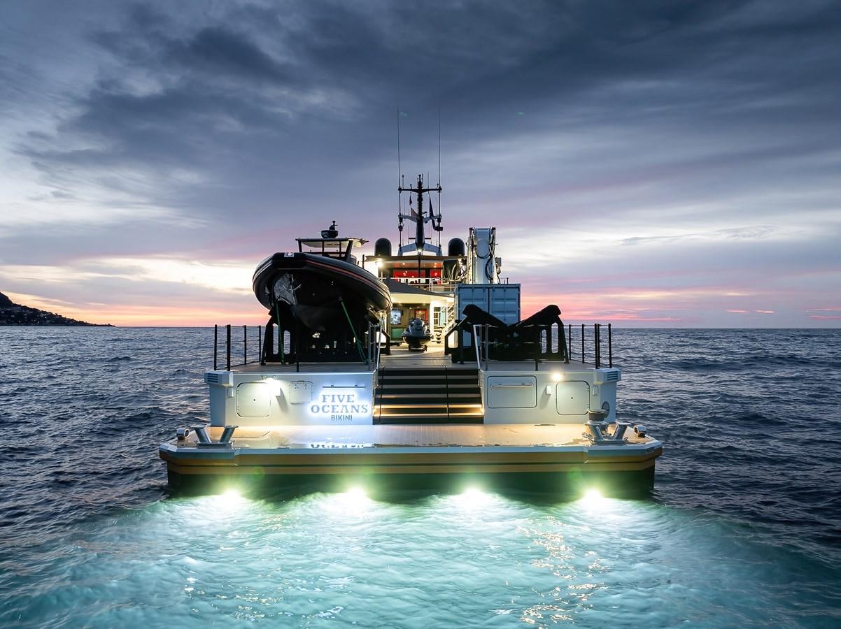 a boat in the water aboard FIVE OCEANS Yacht for Sale