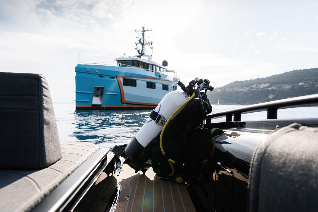 a boat on the water aboard FIVE OCEANS Yacht for Sale