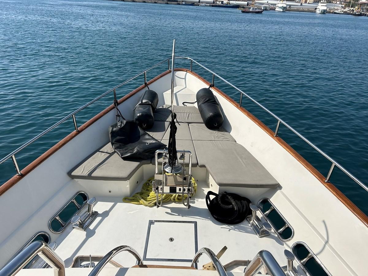 a boat with a large propeller aboard WHISPER Yacht for Sale