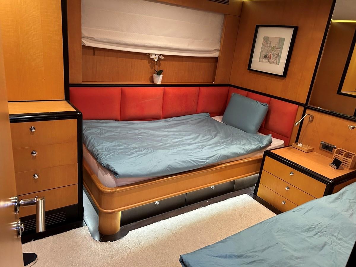 a room with two beds aboard WHISPER Yacht for Sale