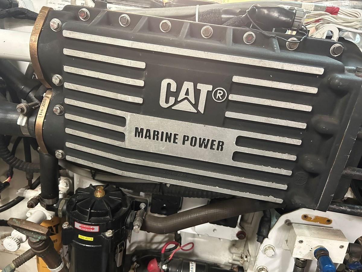 a close-up of a black engine aboard WHISPER Yacht for Sale