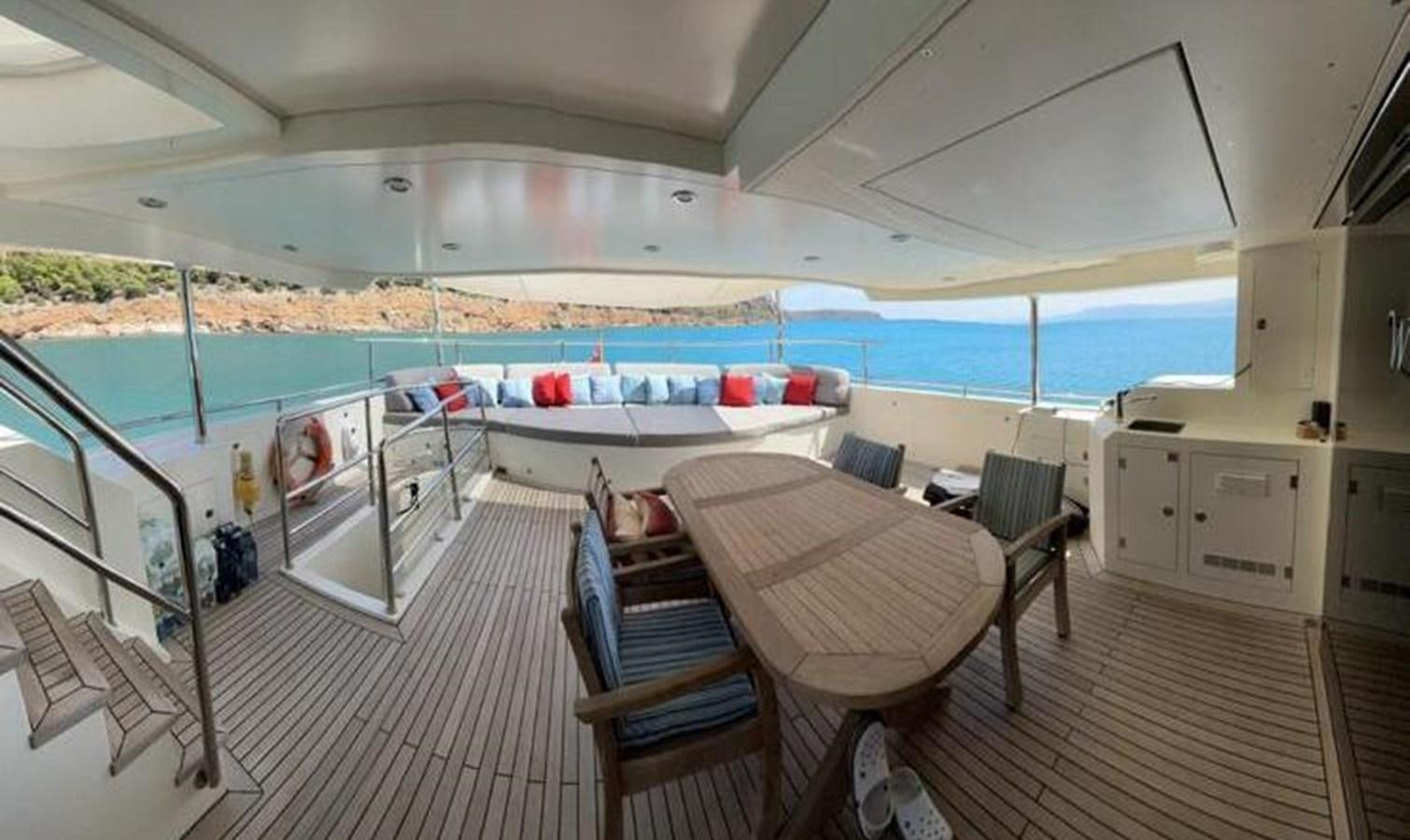 a room with a table chairs and a pool aboard WHISPER Yacht for Sale