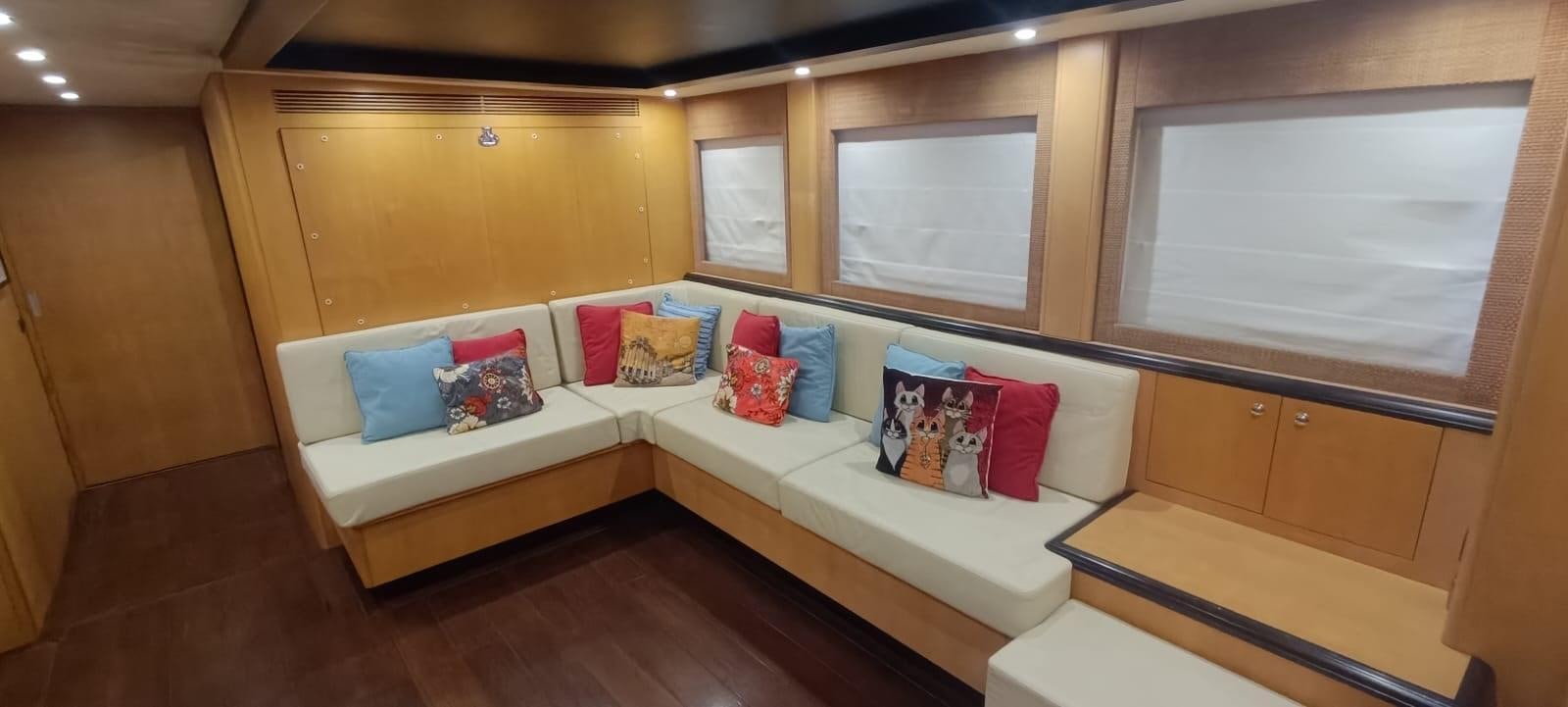 a bed in a room aboard WHISPER Yacht for Sale
