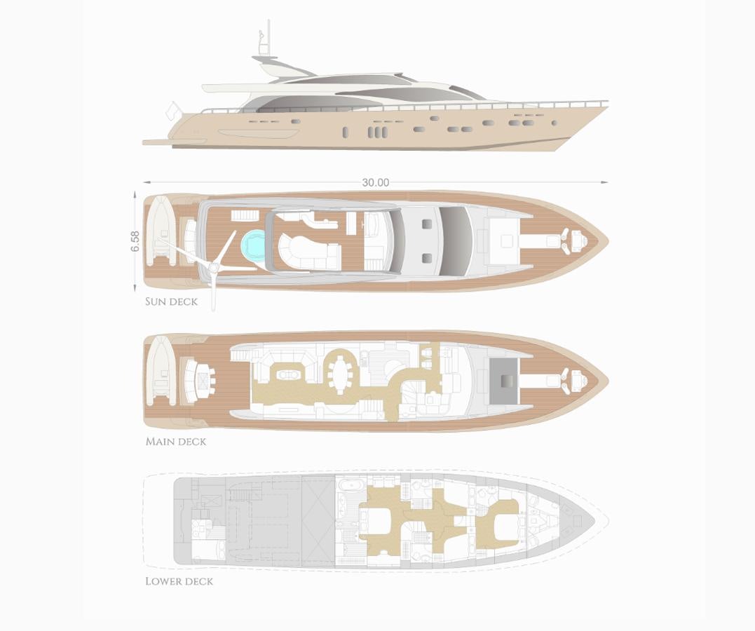 diagram aboard COUACH 3000 FLY Yacht for Sale