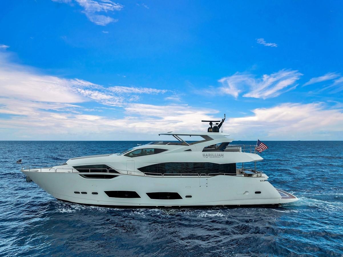 a white yacht in the water aboard 2018 SUNSEEKER 95 YACHT Yacht for Sale
