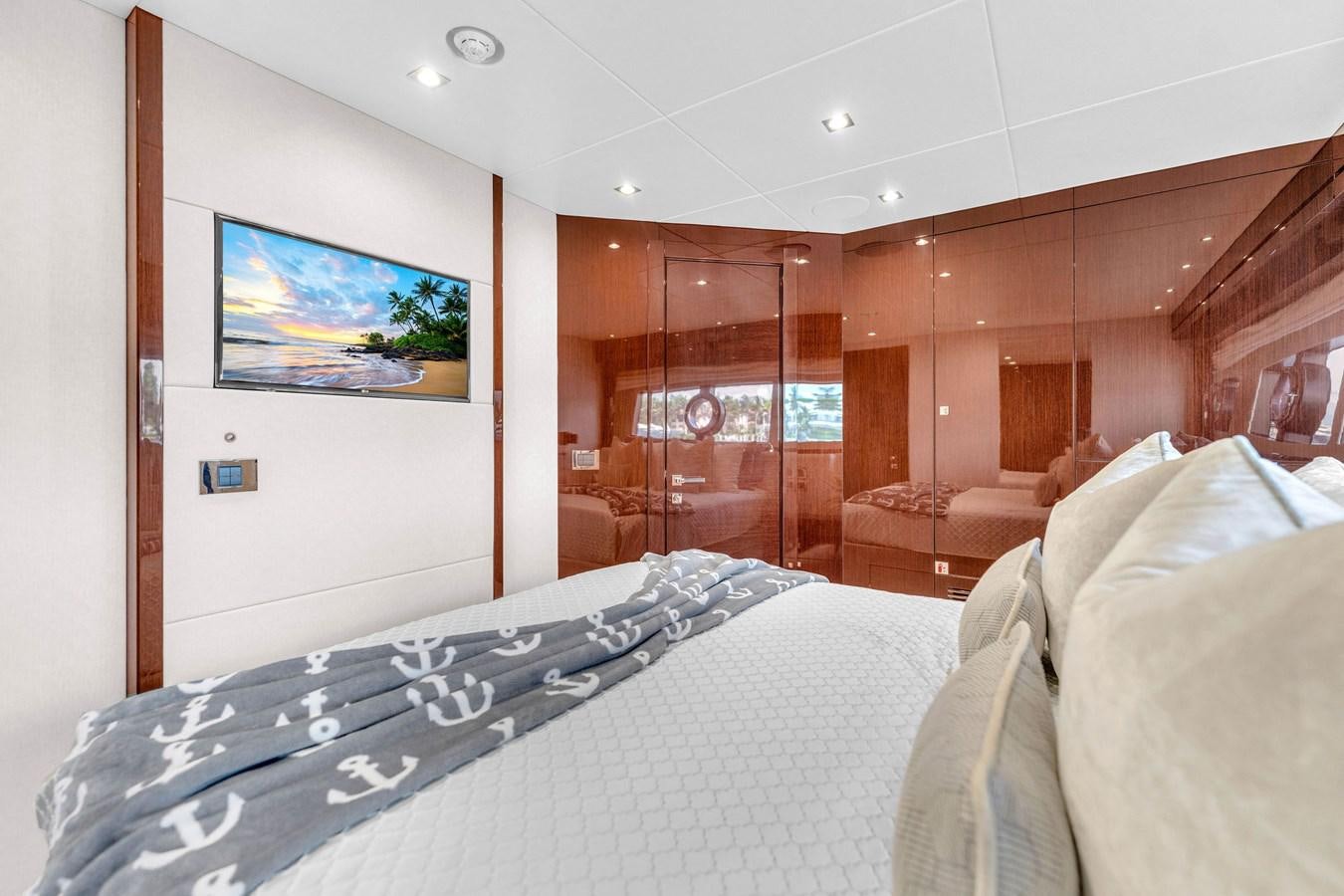 a bed in a room aboard 2018 SUNSEEKER 95 YACHT Yacht for Sale