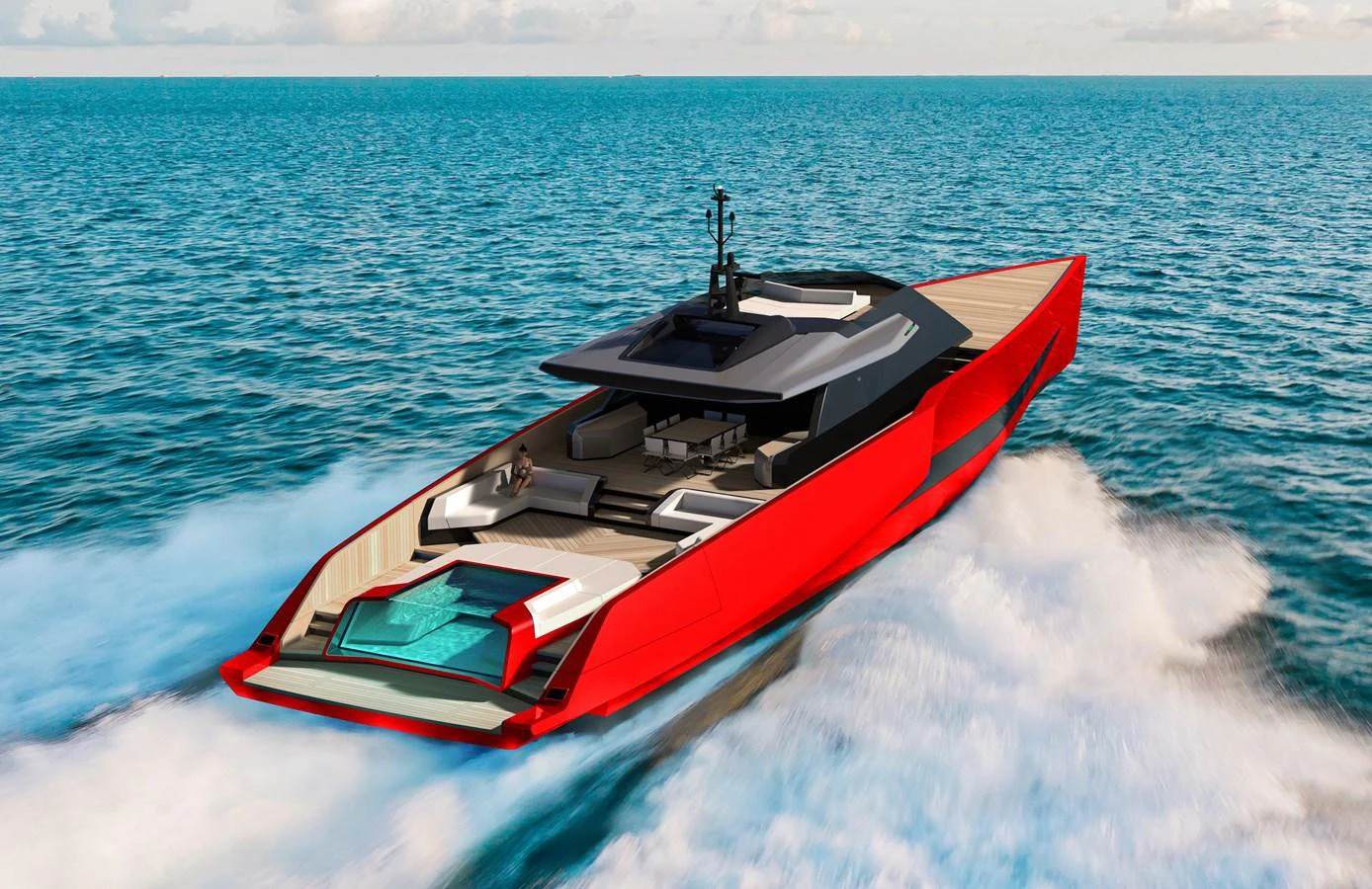 a boat in the water aboard TRIBALE ESSENCE 125 Yacht for Sale