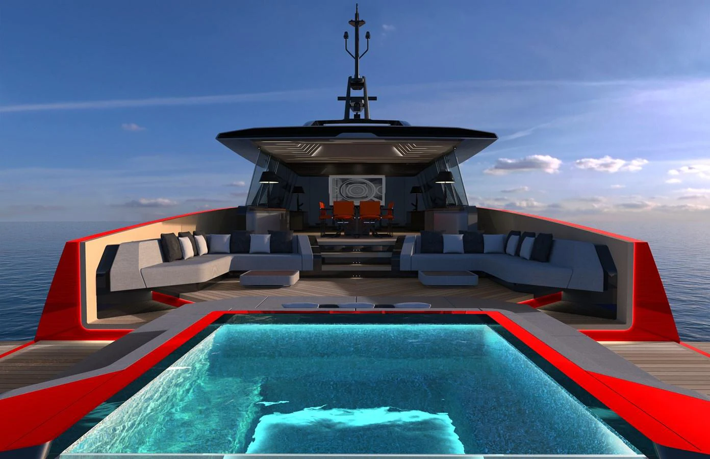 a ship in the water aboard TRIBALE ESSENCE 125 Yacht for Sale