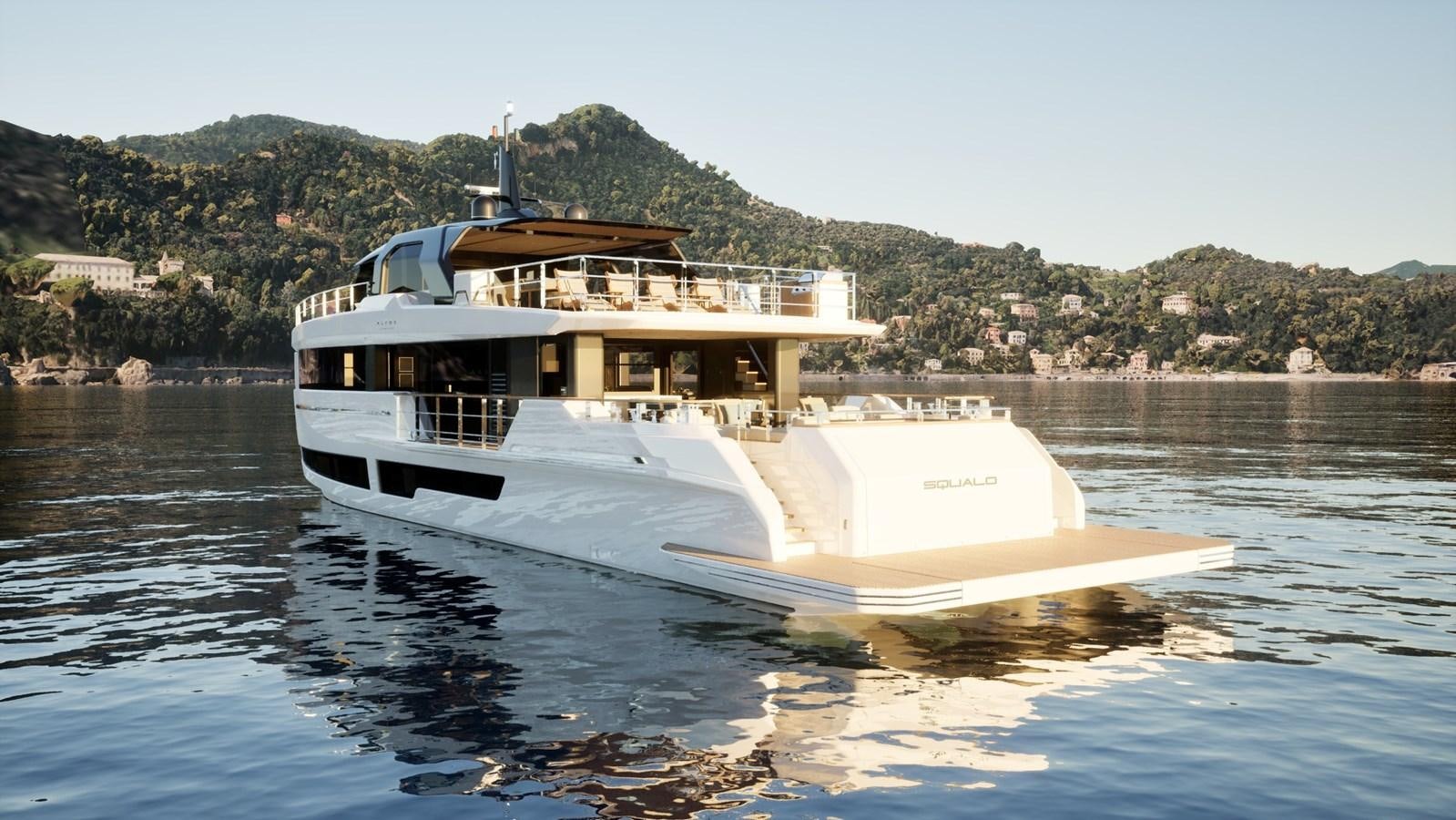 a boat on the water aboard 2024 ALPHA CUSTOM YACHT SQUALO 100 Yacht for Sale