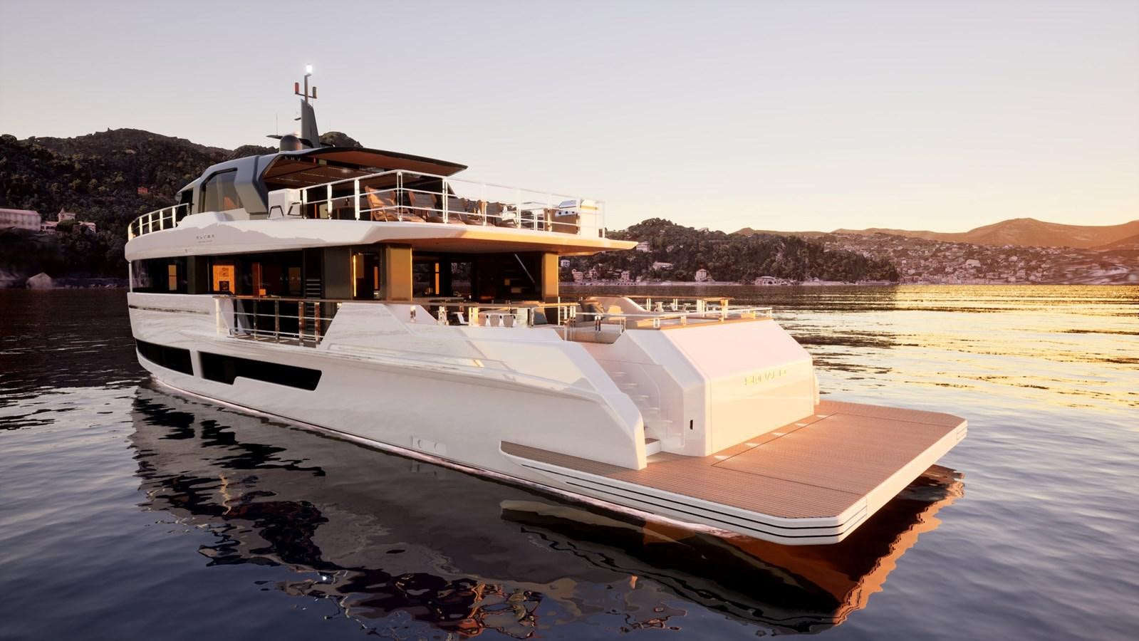 a boat on the water aboard 2024 ALPHA CUSTOM YACHT SQUALO 100 Yacht for Sale