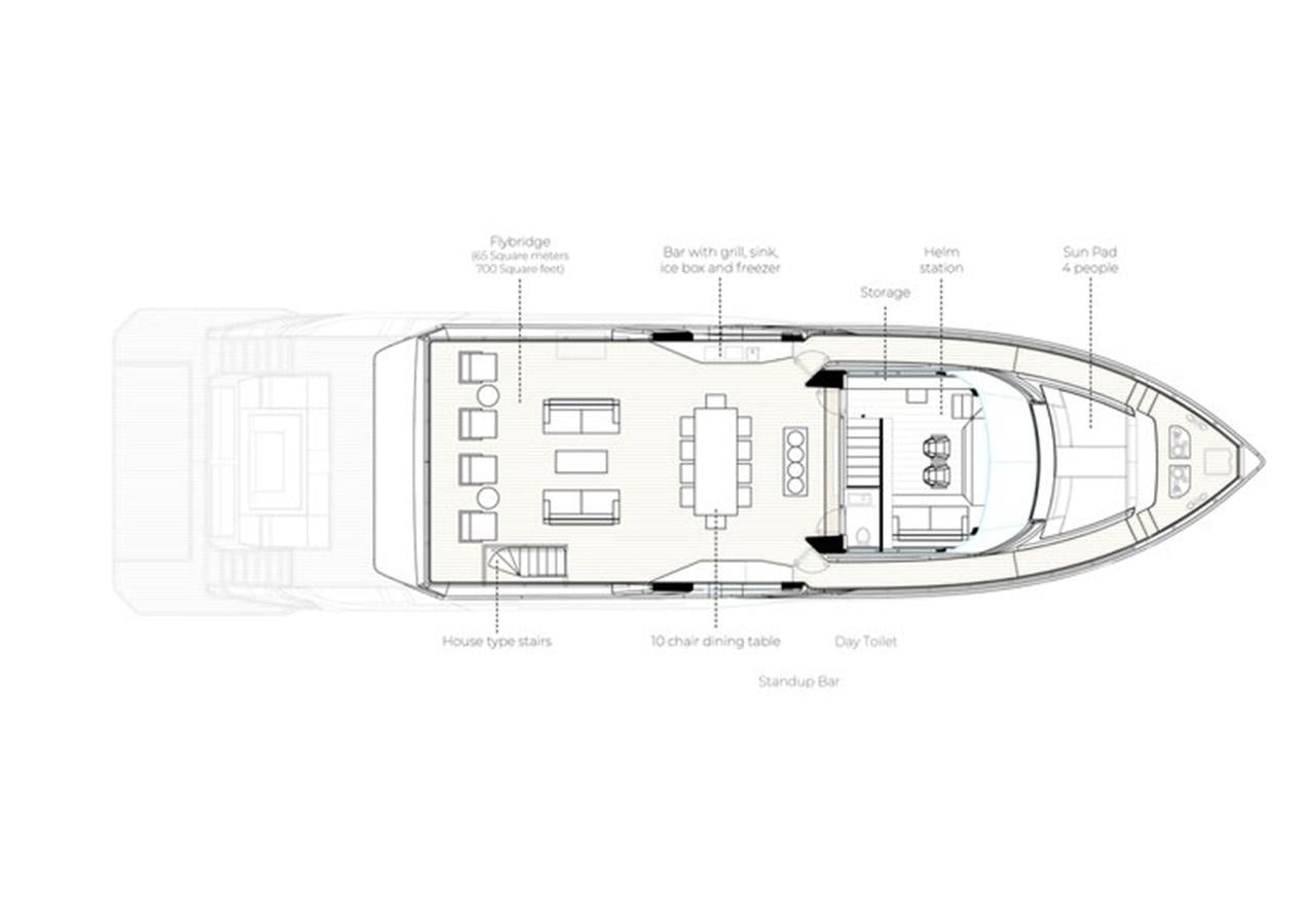 diagram, engineering drawing aboard 2024 ALPHA CUSTOM YACHT SQUALO 100 Yacht for Sale