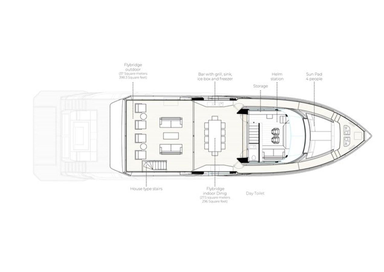 diagram, engineering drawing aboard 2024 ALPHA CUSTOM YACHT SQUALO 100 Yacht for Sale
