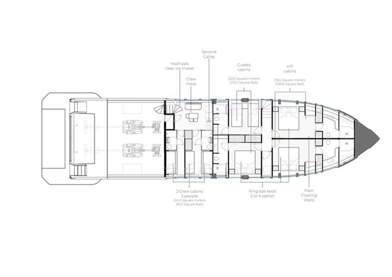 diagram, engineering drawing aboard 2024 ALPHA CUSTOM YACHT SQUALO 100 Yacht for Sale