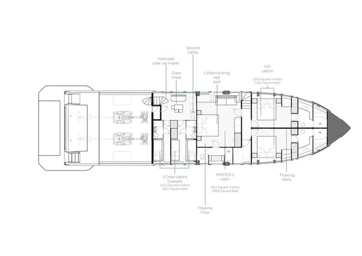 diagram, engineering drawing aboard 2024 ALPHA CUSTOM YACHT SQUALO 100 Yacht for Sale