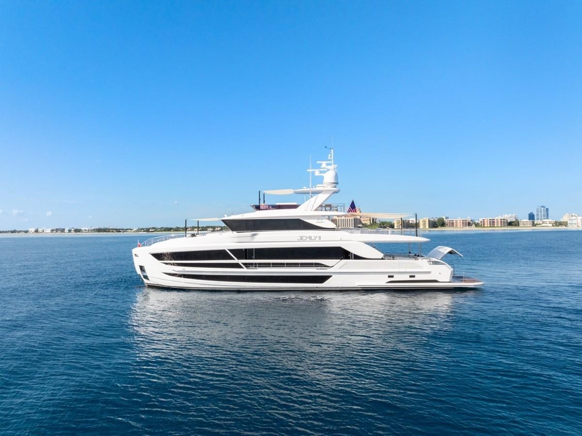 a white yacht on the water aboard JEMILY II Yacht for Sale