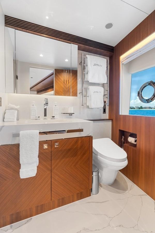 a bathroom with a sink and a toilet aboard JEMILY II Yacht for Sale