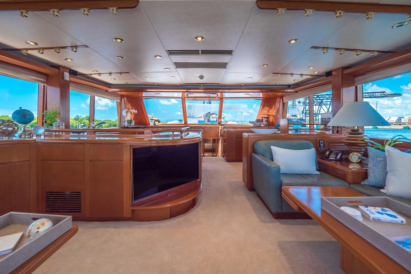 a living room with a large tv aboard THANKS BUDS Yacht for Sale