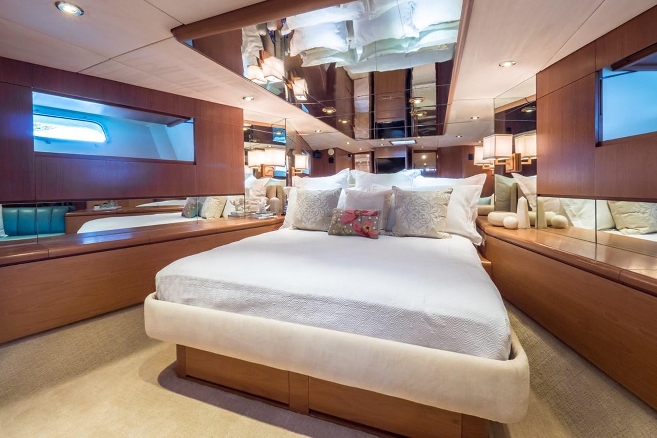 a room with a bed and a tv on the wall aboard THANKS BUDS Yacht for Sale