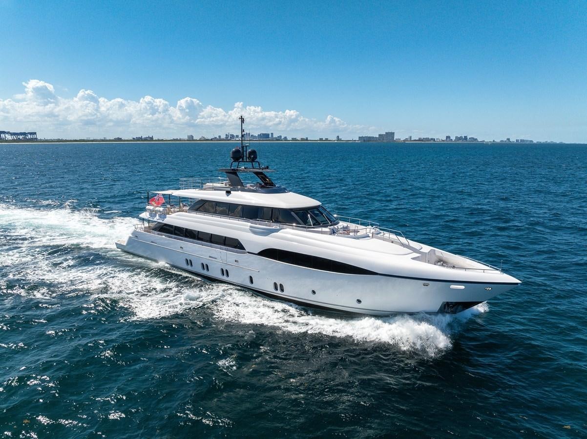 a white yacht on the water aboard FAMILYBILT Yacht for Sale