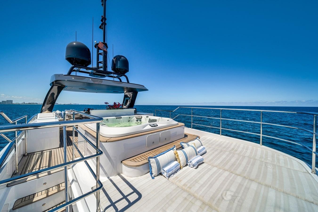 a boat on a deck aboard FAMILYBILT Yacht for Sale