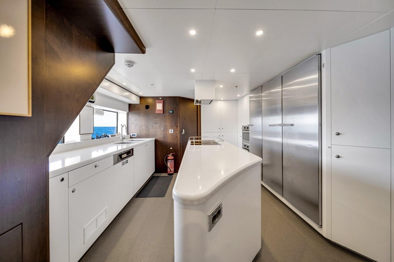 a bathroom with a large shower unit aboard FAMILYBILT Yacht for Sale