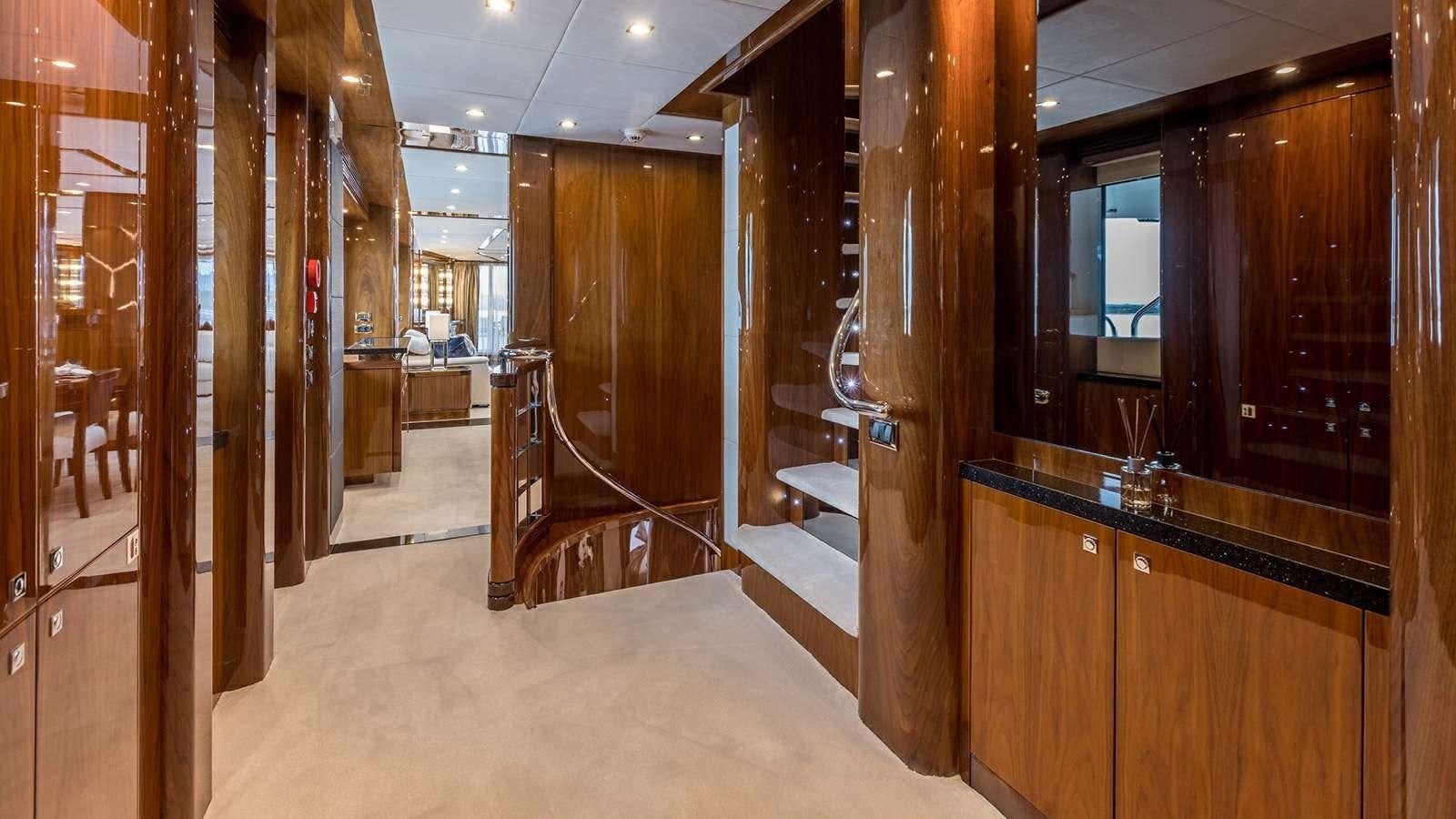a room with wooden cabinets aboard KATARIINA I Yacht for Sale
