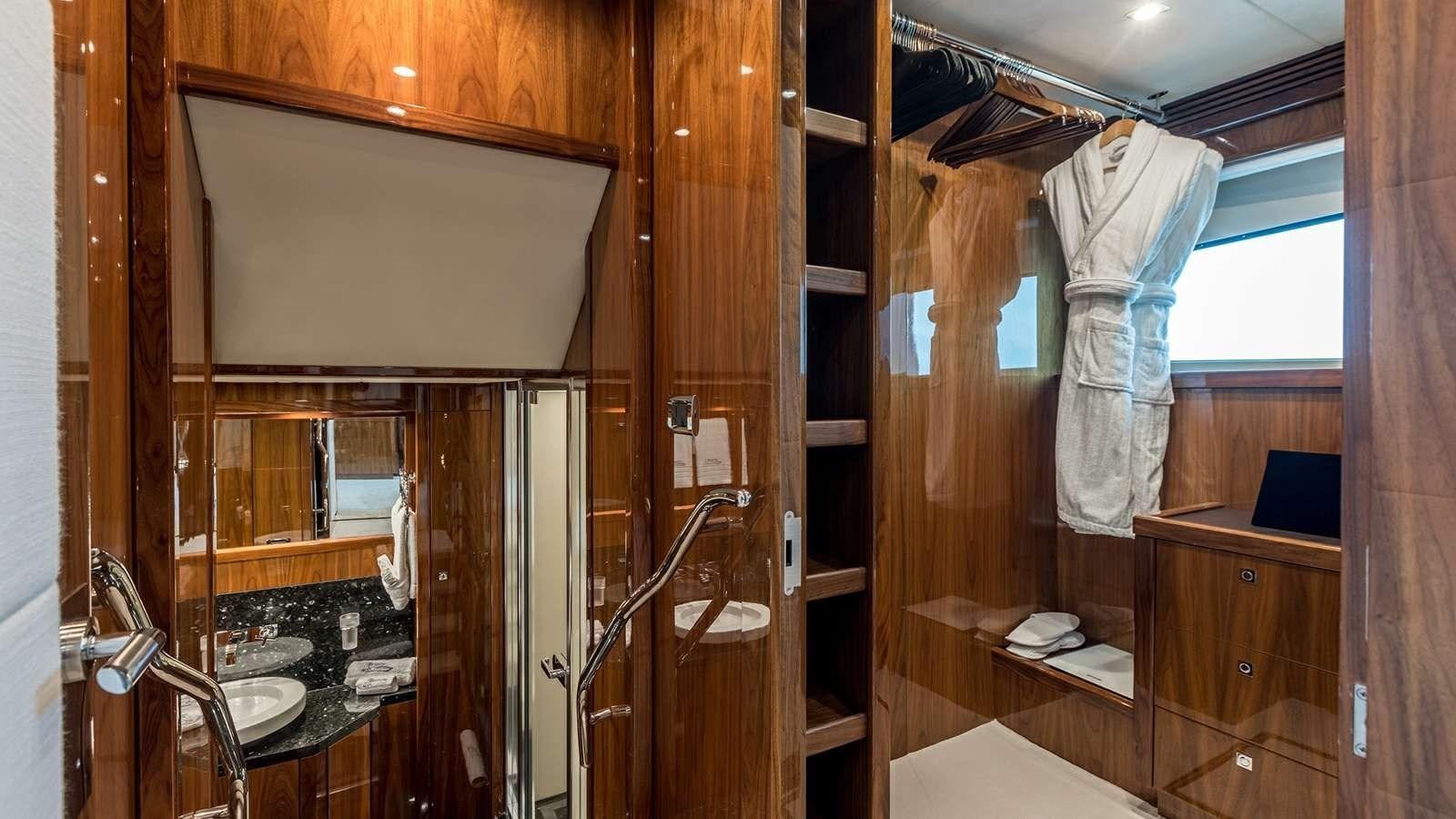 a room with a sink and a mirror aboard KATARIINA I Yacht for Sale