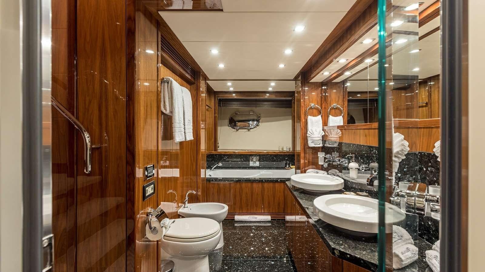 a bathroom with a sink and a toilet aboard KATARIINA I Yacht for Sale