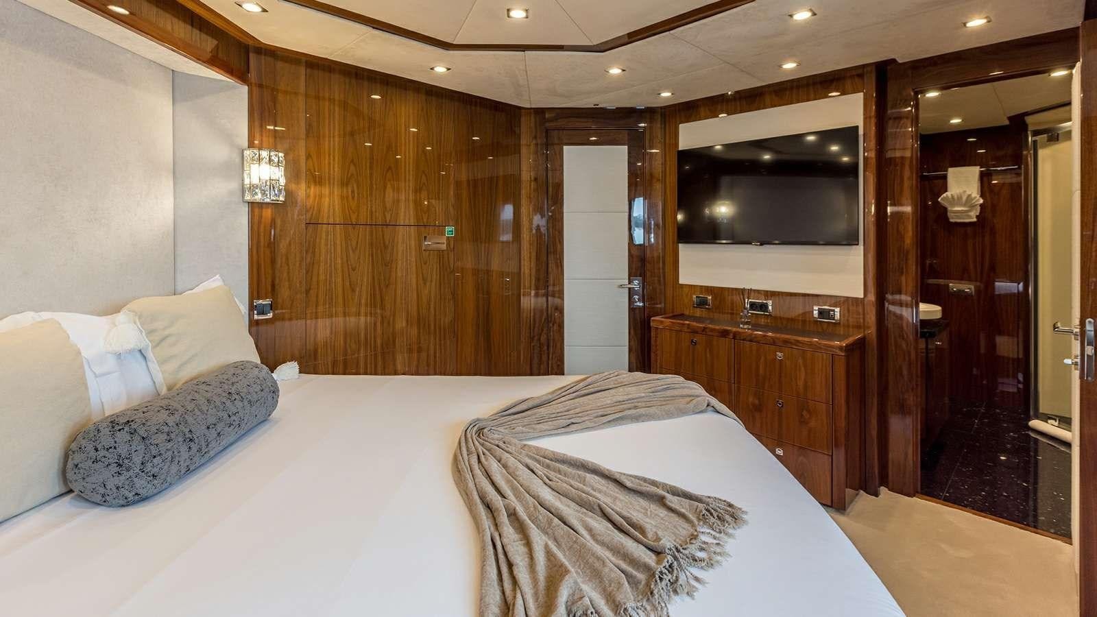 a hotel room with a bed aboard KATARIINA I Yacht for Sale