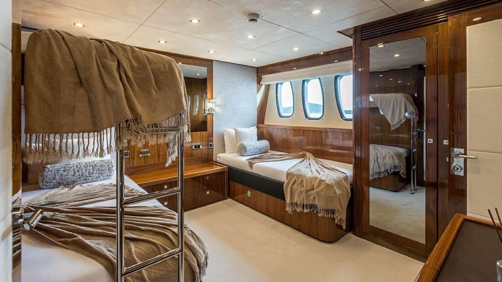 a room with bunk beds aboard KATARIINA I Yacht for Sale