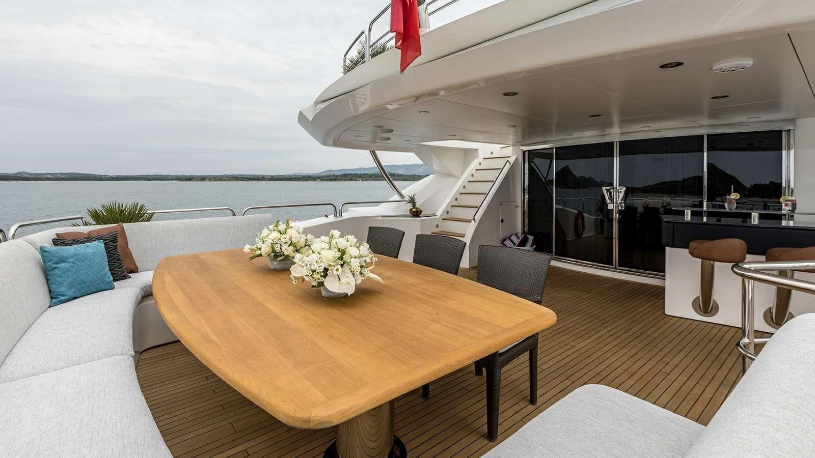 a room with a table and chairs aboard KATARIINA I Yacht for Sale