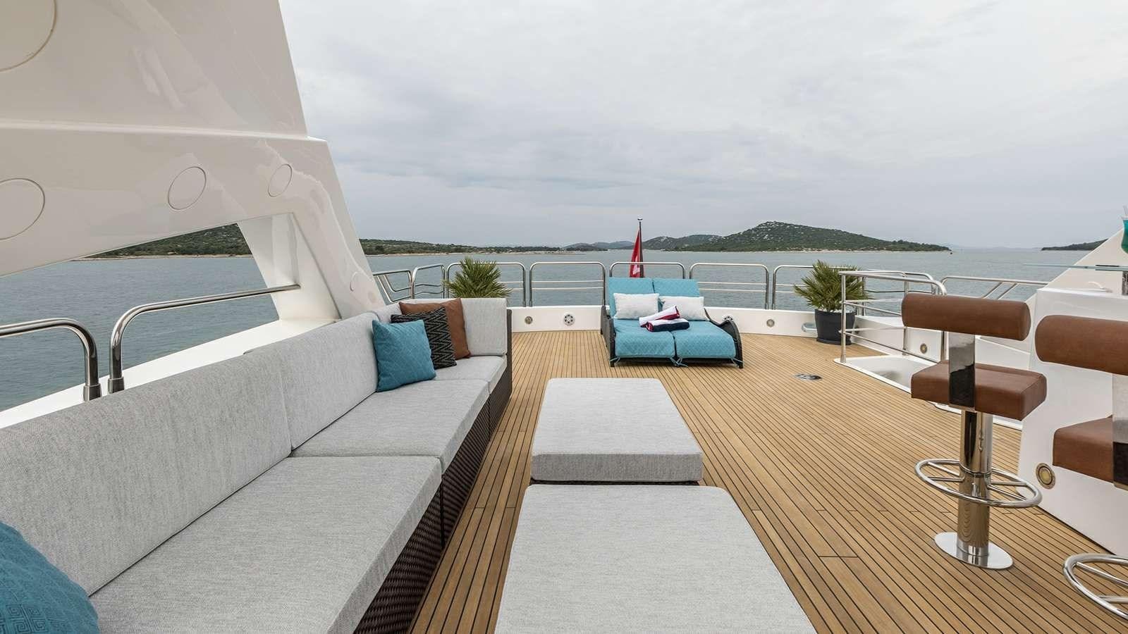 a room with a couch and a pool aboard KATARIINA I Yacht for Sale