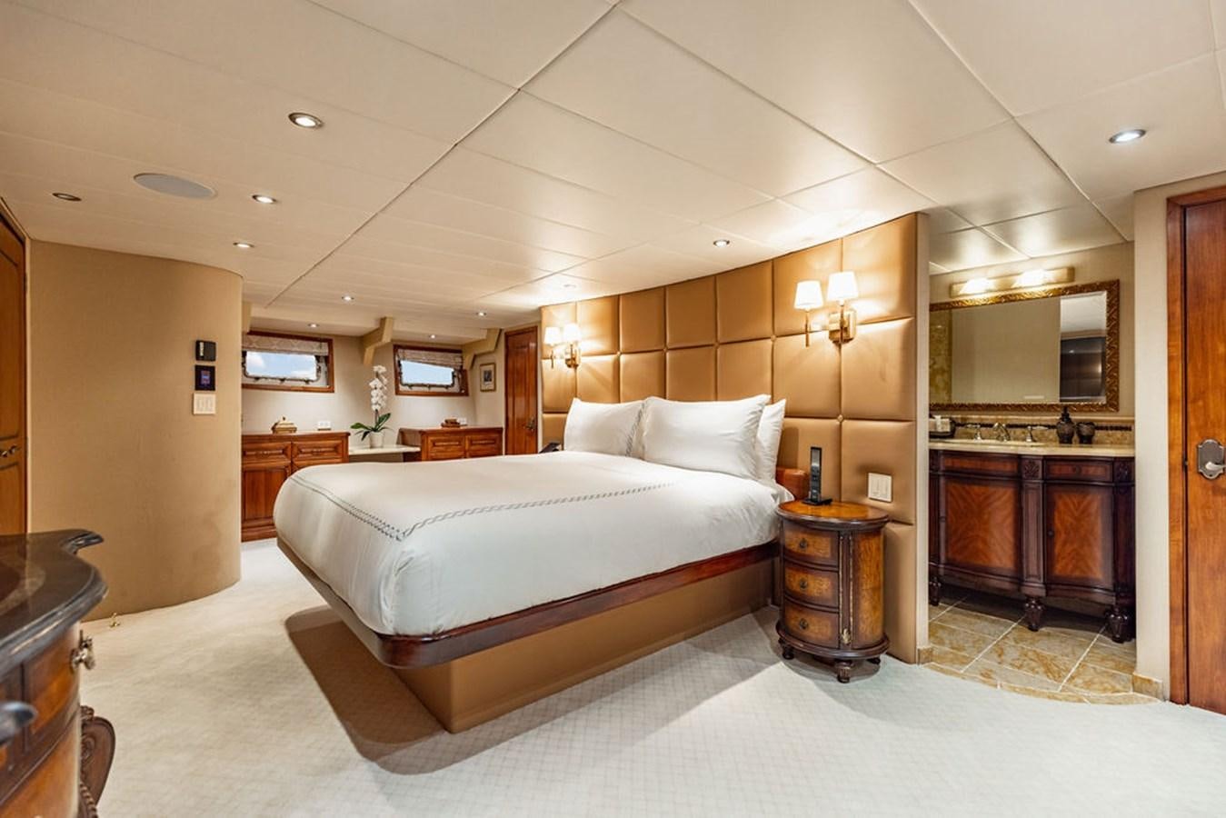 a large bedroom with a large bed aboard EMPIRE SEA Yacht for Sale