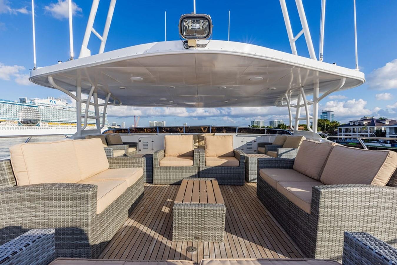 a large building with a clock on it aboard EMPIRE SEA Yacht for Sale