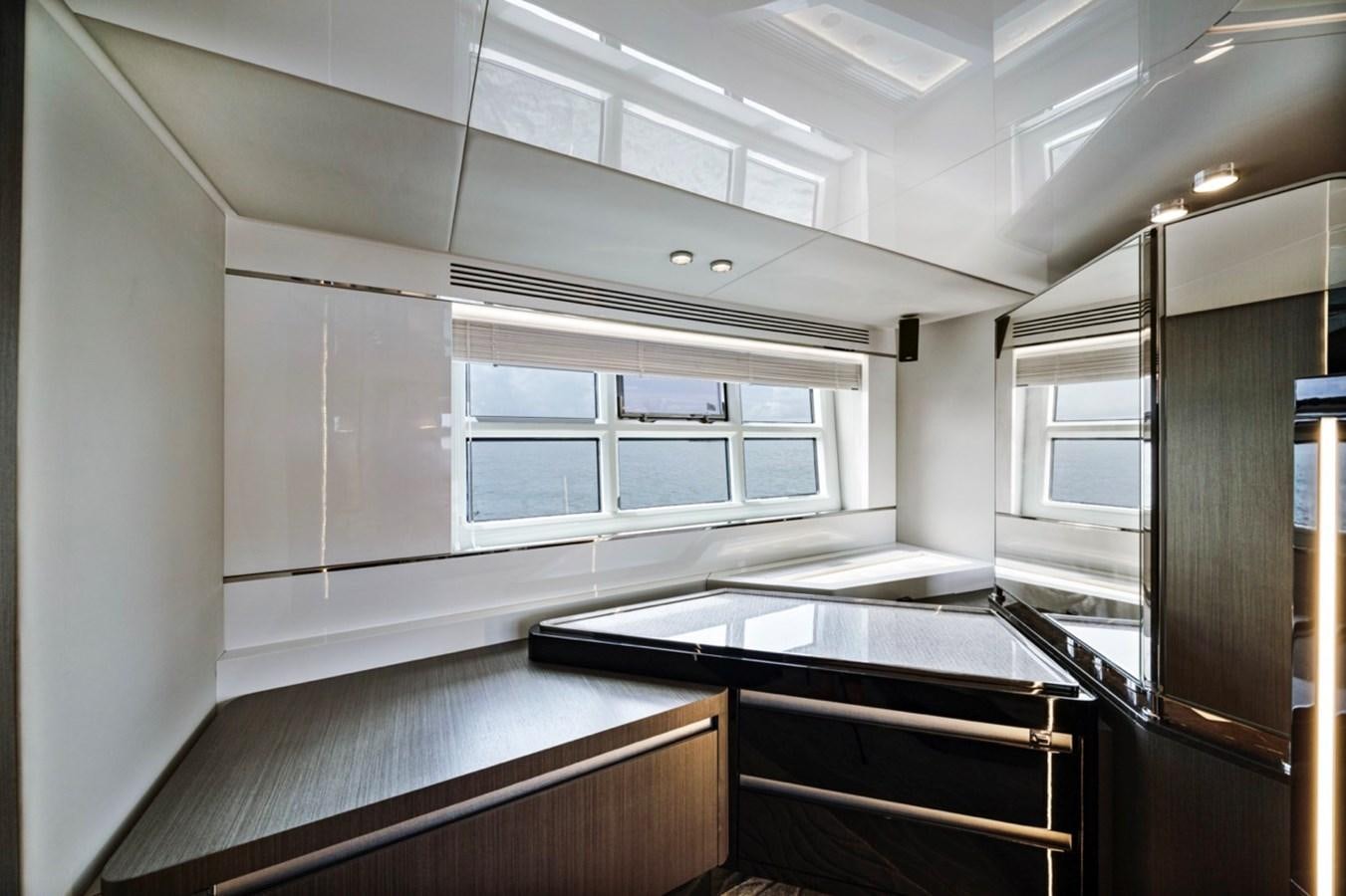 a kitchen with a counter and cabinets aboard JUST KEEP LIVIN Yacht for Sale