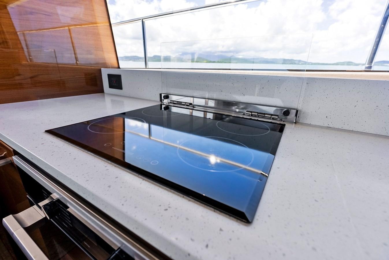 a stove with a glass door aboard SOLIANA Yacht for Sale
