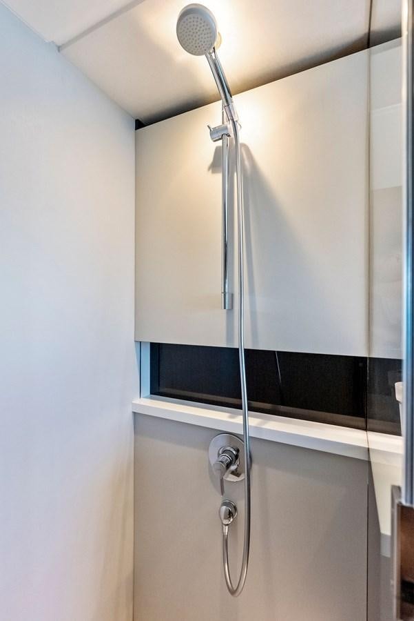 a shower head in a bathroom aboard SOLIANA Yacht for Sale