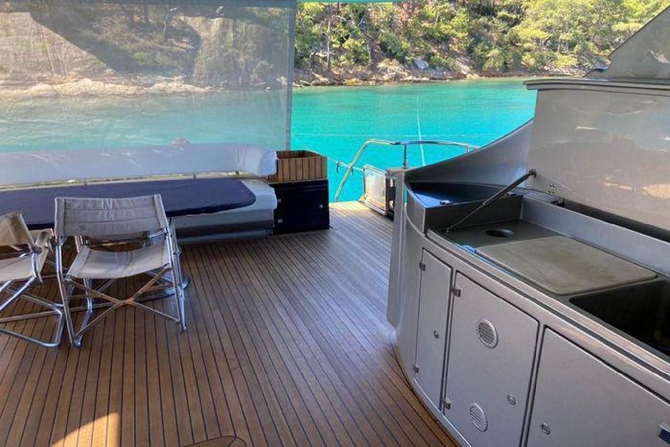 a kitchen with a deck and a pool aboard RIVA 85 OPERA SUPER Yacht for Sale