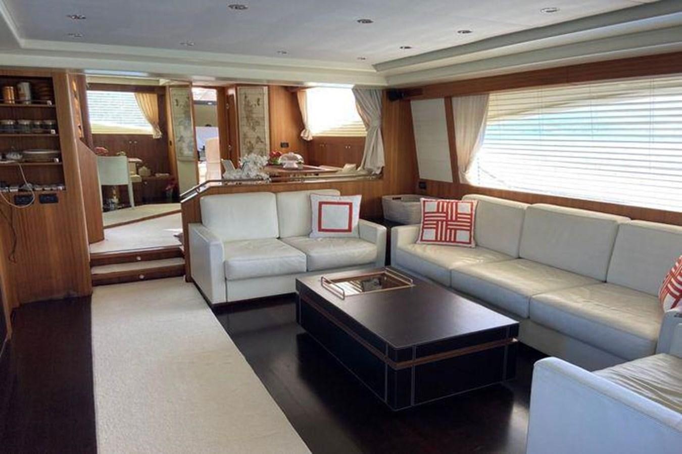 a living room with a couch and a coffee table aboard RIVA 85 OPERA SUPER Yacht for Sale