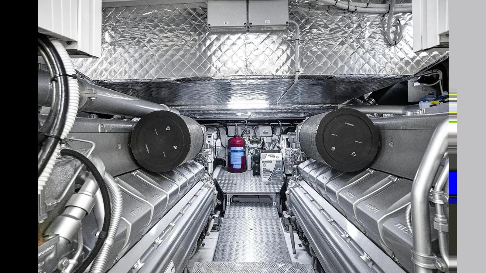 a large metal machine aboard 2023 80' PERSHING 8X Yacht for Sale