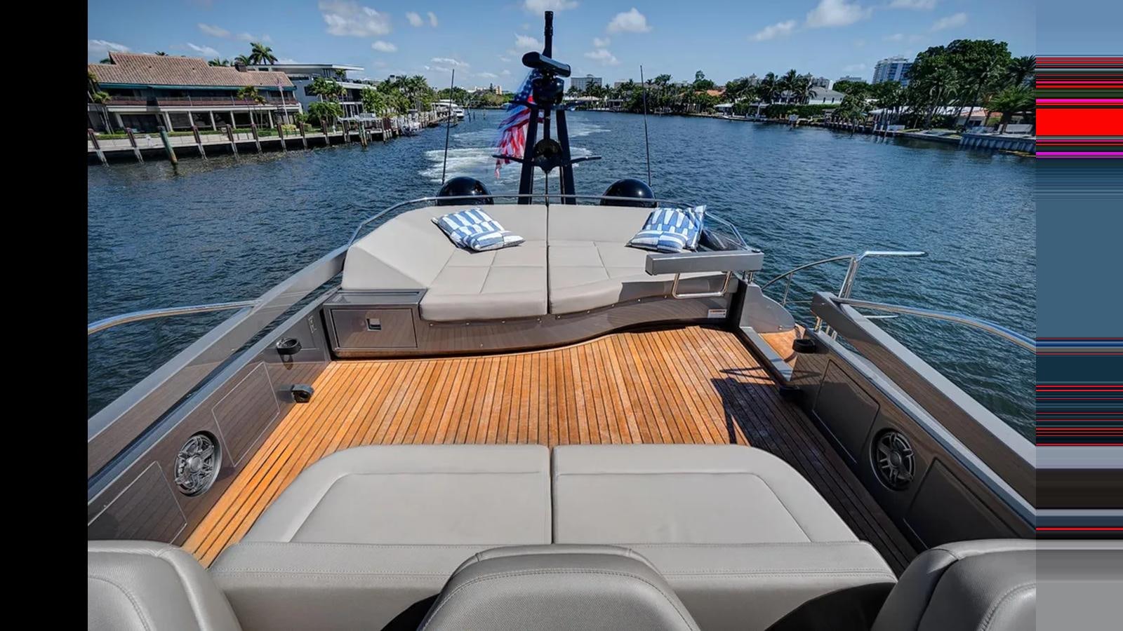a boat on the water aboard 2023 80' PERSHING 8X Yacht for Sale