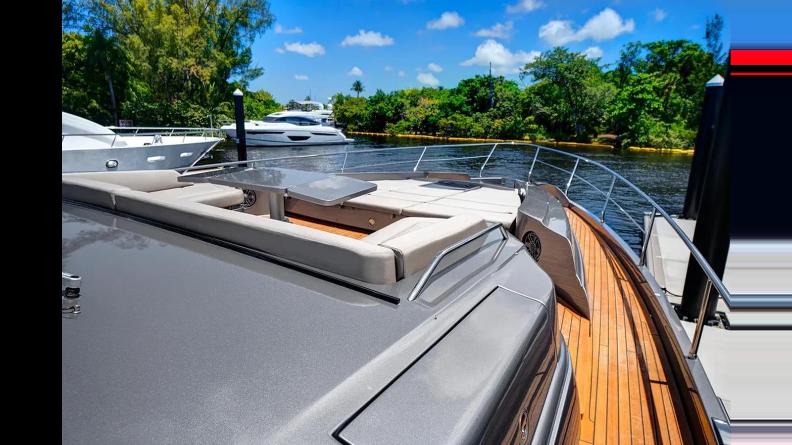 a boat on the water aboard 2023 80' PERSHING 8X Yacht for Sale