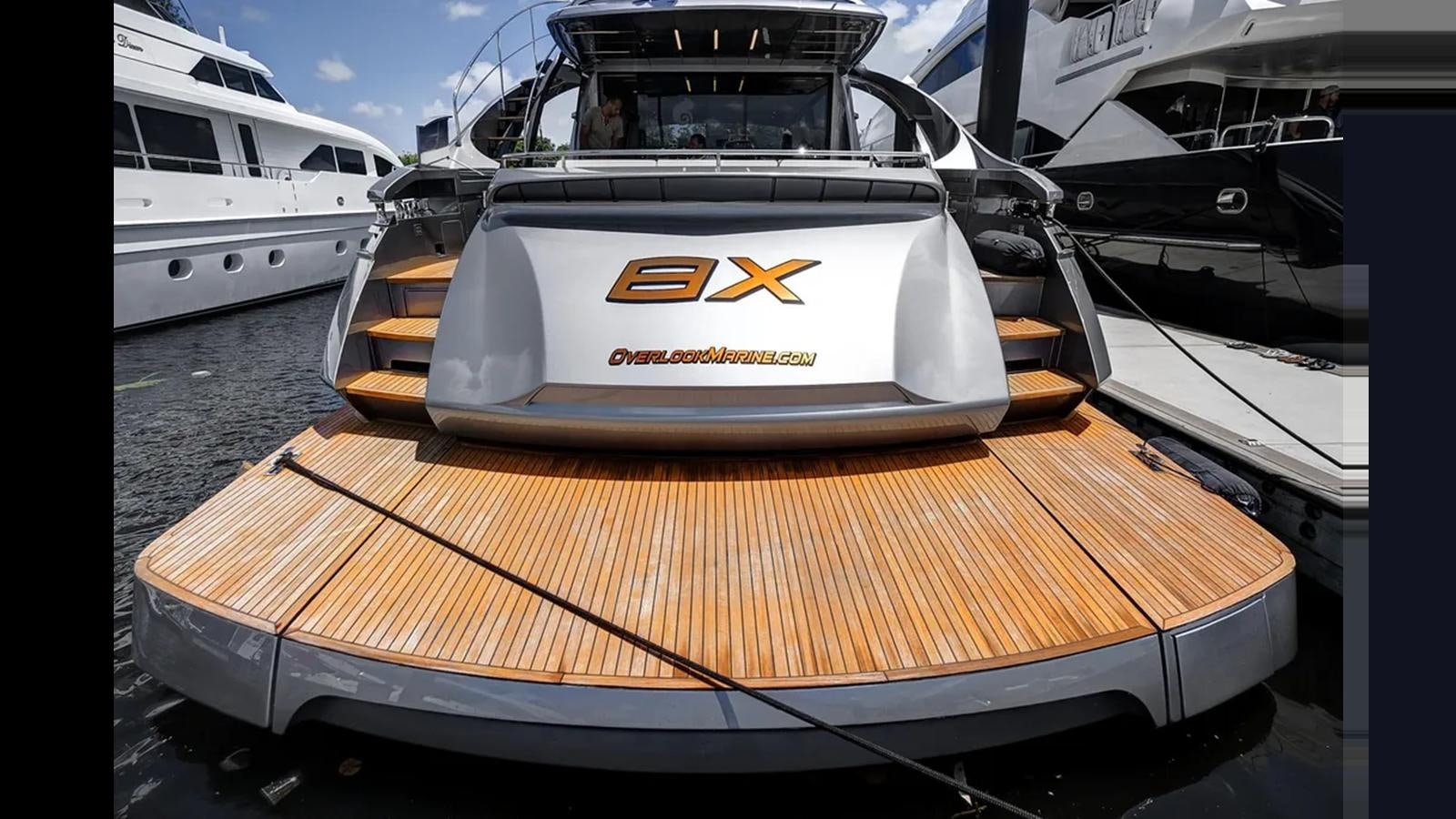 a boat on the water aboard 2023 80' PERSHING 8X Yacht for Sale