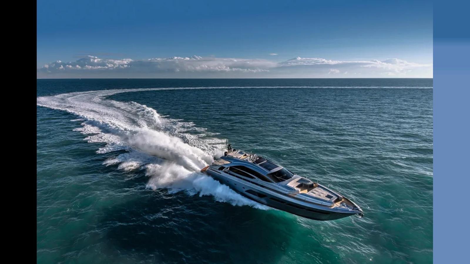 a boat on the water aboard 2023 80' PERSHING 8X Yacht for Sale
