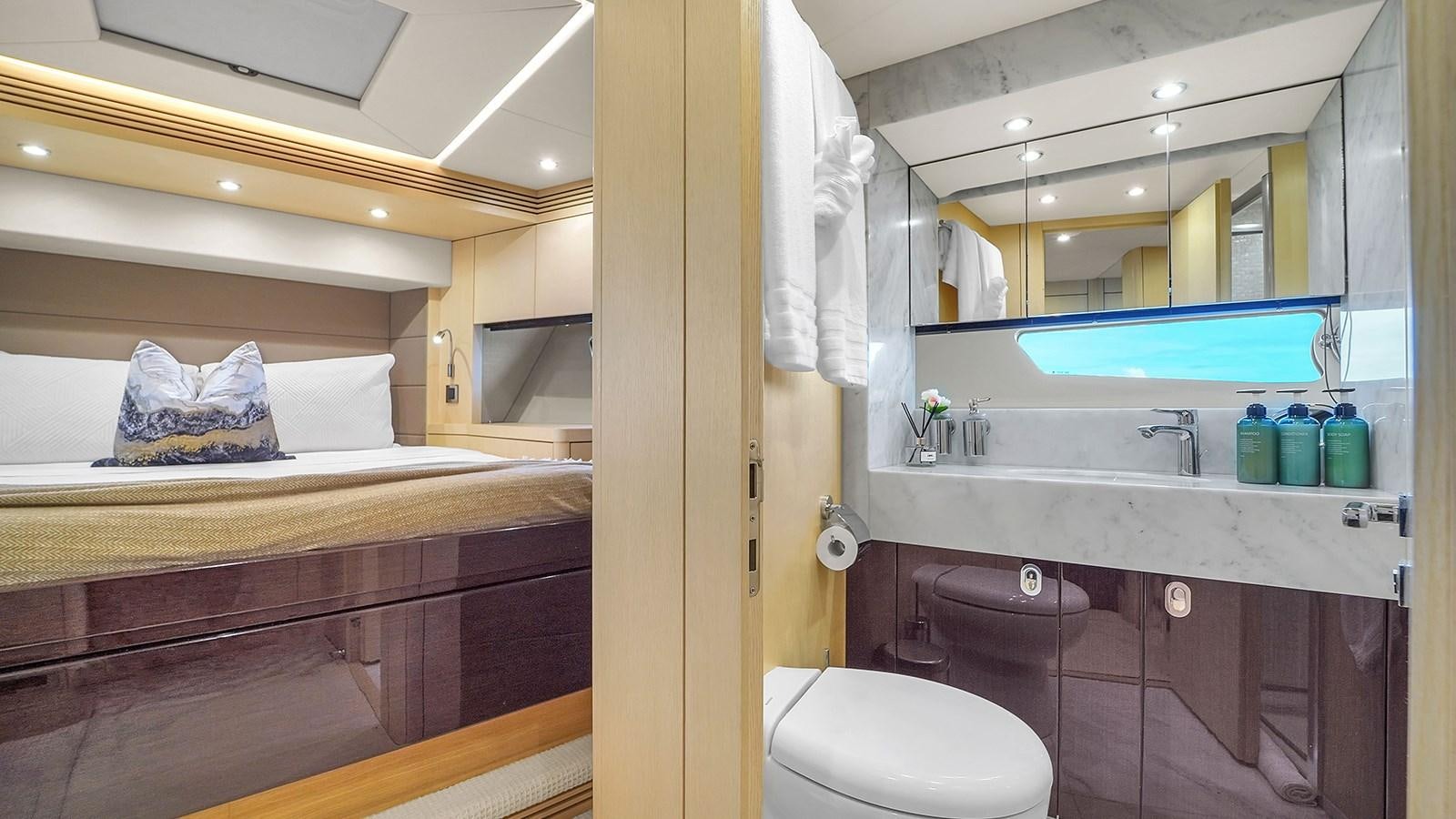 a bathroom with a sink and a mirror aboard M4 Yacht for Sale