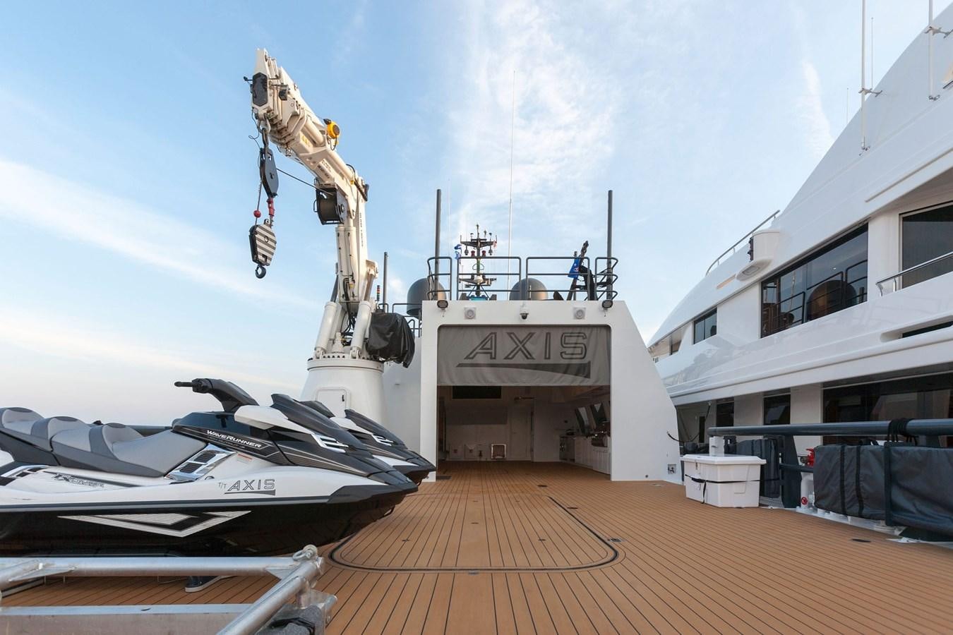 a crane on a boat aboard AXIS Yacht for Sale